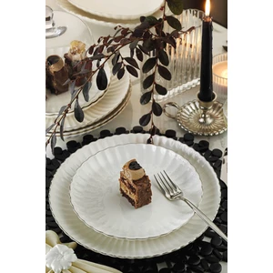 Kütahya Porselen Bone Luz Form 24 Parça 6 Kişilik Yemek Takımı Platin