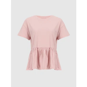 Kadın Soluk Efektli Fırfırlı Lila T-shırt