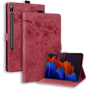 Samsung Galaxy Tab S8 Ultra Kart Yuvaları Deri Tablet Kılıf Stand Tablet Kapak (Yurt Dışından)
