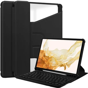 Samsung Galaxy Tab S9+ Pu Deri+ Akrilik Tablet Kılıfı 360 Derek Dönen Stand Kapağı (Yurt Dışından)