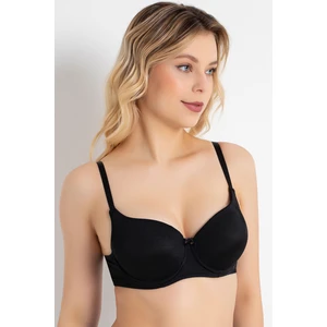 Dolgulu Sütyen Kadın Siyah Push Up Balenli Süngerli Günlük Sporcu Kullanım Destekli Basic T-Shirt Sütyeni 3783