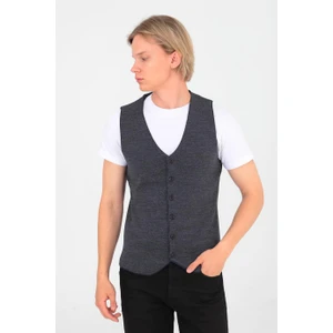 Elm Wear Düğmeli Düz Desen Triko Yelek - Lacivert