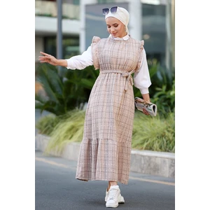 Kayla Kolları Fırfırlı Salopet 584 - Vizon