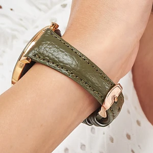 Huawei Watch Kadın Deri Kordon Huawei Watch 4 Gt Gt2 Gt 3 Pro Seramik Elegant 42MM 43MM 20MM Hakiki Deri Kayış Haki Yeşil