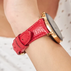 Huawei Watch Kordon Huawei Watch 4 Gt Gt2 Gt 3 Pro Seramik Elegant 42MM 43MM 20MM Hakiki Kırmızı Deri Kayış