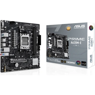 Asus Prıme A620M-E-Csm Amd A620 Am5 Ddr5 6400 Dp Hdmı Vga M2 Usb3.2 Aura Rgb Matx (Prıme