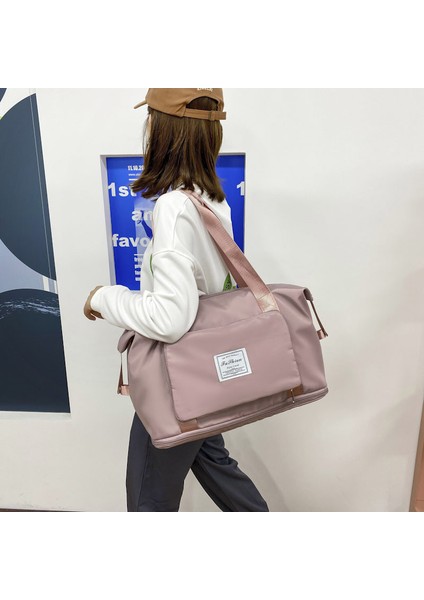 Ben Katlanabilir Büyük Kapasiteli Depolama Katlanır Çanta Seyahat Çantaları Tote Bagaj Çanta Su Geçirmez Duffel Kadın Omuz Çantaları (Yurt Dışından) fırsatları