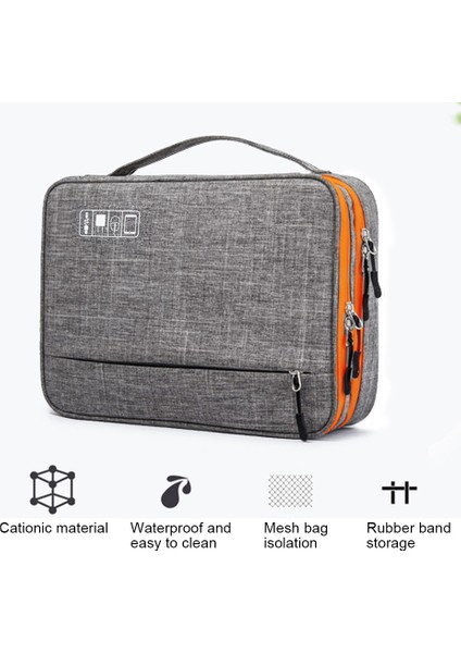 Mavi Çift Katmanlı Elektronik Aksesuarlar Saklama Çantası Ayrı Roomdetach Şeritler iPad Için Taşınabilir Organizatör Çantası, Sabit Diskler, Kablolar, (Yurt Dışından) indirimleri