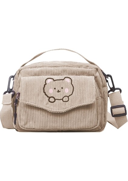 Haki Sevimli Karikatür Messenger Tote Çanta Crossbody Çanta Kadife Ayı Öğrenci Omuz Çantası Lolita Günlük Kullanım Için Bayanlar Kız Çanta (Yurt Dışından)