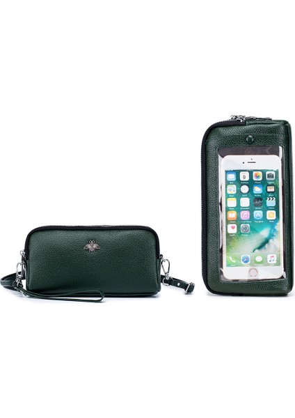 Stil 1 2021 Yeni Şeffaf Cep Telefonu Pencere Cebi Hakiki Üst Katman Inek Derisi Tek Omuz Crossbody Arı Dekorasyon Bayan Çantası (Yurt Dışından) indirimleri