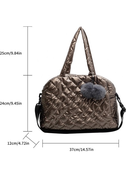 Haki Moda Büyük Tote Yastıklı Çanta Kadın Naylon Pamuk Yastıklı Kapitone Kafes Çanta Uzay Pamuk Crossbody Çanta Kış Çanta (Yurt Dışından) fiyatları