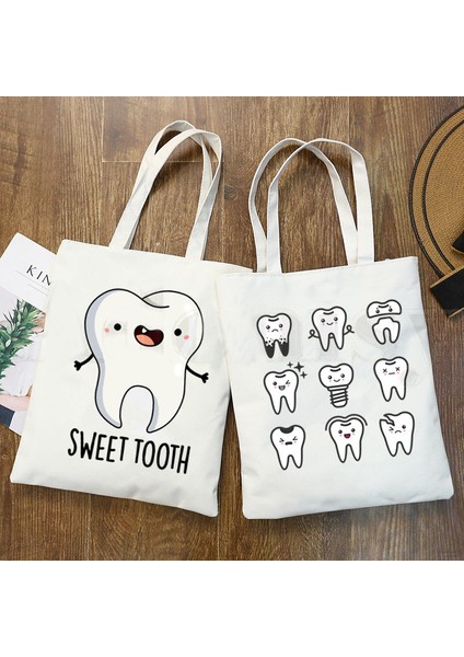 B2033J Diş ve Diş Hekimi Grafik Estetik Komik Moda Çanta Omuz Çantaları Rahat Alışveriş Kız Çanta Kadın Zarif Kanvas Çanta (Yurt Dışından)