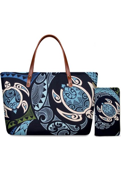 HBC205810ALZ21 Hycool Polinezya Deniz Kaplumbağası Kadın Çanta Cüzdan Set Kadınlar Için Omuz Çantaları Messenger Bayanlar El Çantası Lüks Tasarımcılar Trendy (Yurt Dışından)