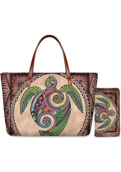 HBC205810ALZ21 Hycool Polinezya Deniz Kaplumbağası Kadın Çanta Cüzdan Set Kadınlar Için Omuz Çantaları Messenger Bayanlar El Çantası Lüks Tasarımcılar Trendy (Yurt Dışından)
