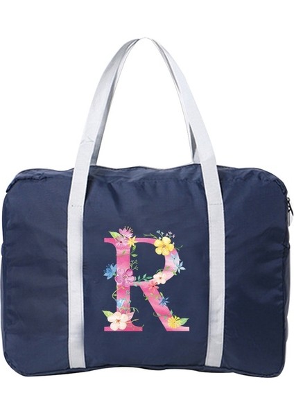 5pink R Pembe Harf Serisi Baskı Seyahat Çantaları Naylon Unisex Katlanabilir Büyük Kapasiteli Çanta Bagaj Kadın Su Geçirmez Çanta Erkekler Seyahat Çantaları (Yurt Dışından)