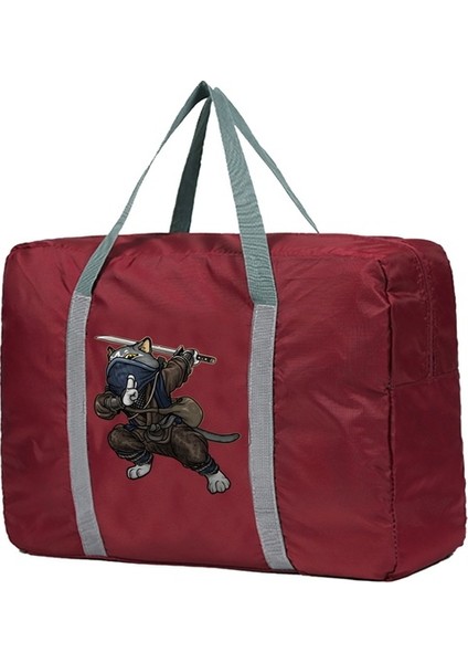 5SAMURAI012 Adam Kadınlar Için Büyük Kapasiteli Moda Seyahat Çantası Hafta Sonu Çantası Samuray Baskı Seyahat Bagaj Çantaları Spor Çantaları Gecelik Tote (Yurt Dışından)