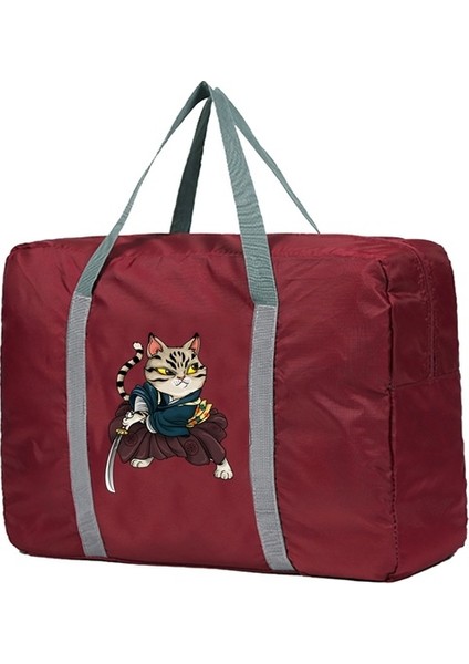 5SAMURAI026 Adam Kadınlar Için Büyük Kapasiteli Moda Seyahat Çantası Hafta Sonu Çantası Samurai Baskı Seyahat Bagaj Çantaları Spor Çantaları Gecelik Tote (Yurt Dışından)