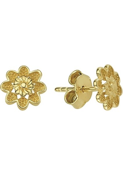 14 Ayar Altın Çiçek Küpe