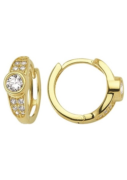 14 Ayar Taşlı Halka Altın Küpe