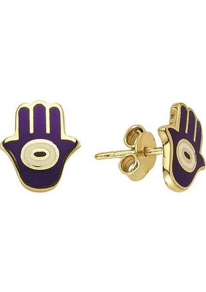 14 Ayar Fatma Ana Eli Altın Küpe