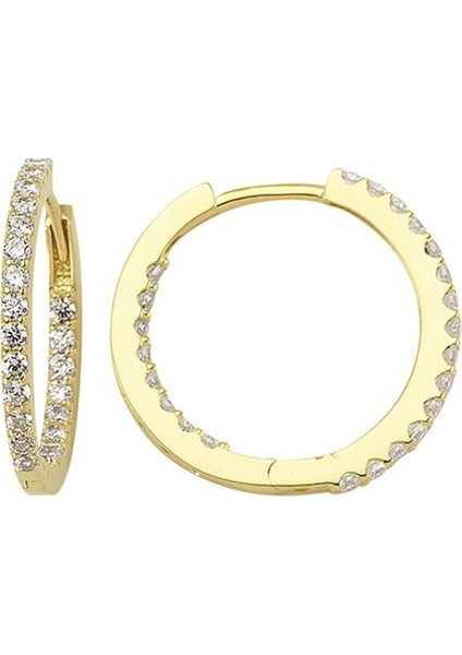 14 Ayar Taşlı Halka Altın Küpe