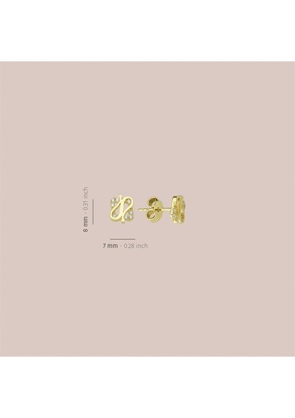 14 Ayar Geometri Taşlı Altın Küpe modelleri