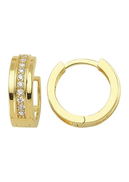 14 Ayar Taşlı Halka Altın Küpe