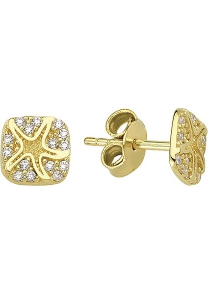 14 Ayar Deniz Yıldızı Taşlı Altın Küpe