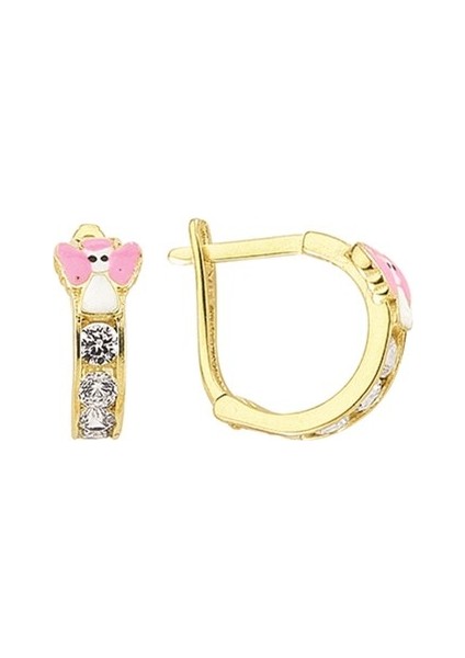 14 Ayar Altın Melek Halka Çocuk Küpe