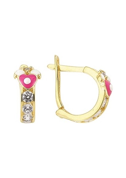 14 Ayar Kanallı Mineli Taşlı Altın Küpe