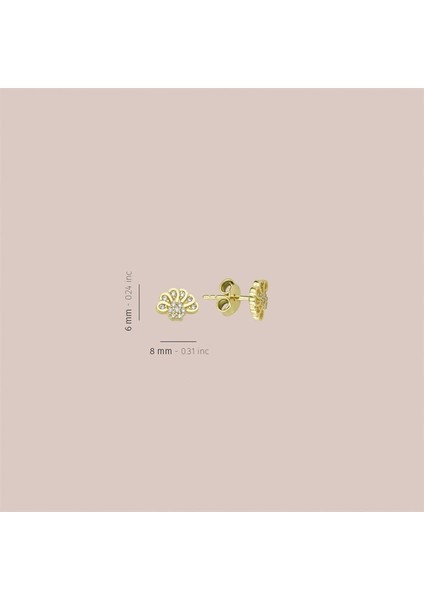 14 Ayar Deniz Kabuğu Taşlı Altın Küpe modelleri