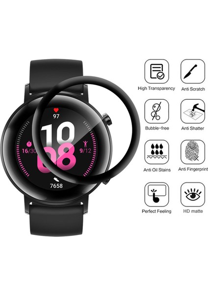 Huawei Gt2 42MM Ekran Koruyucu 3D Kavisli Full Kaplama Pmma