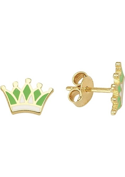 14 Ayar Altın Taç Küpe