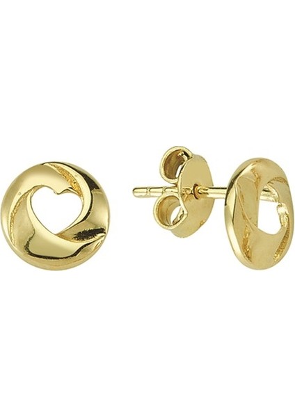 14 Ayar Kalp Altın Küpe