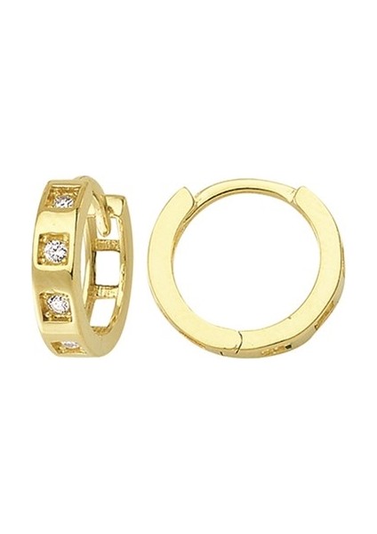 14 Ayar Taşlı Halka Altın Küpe