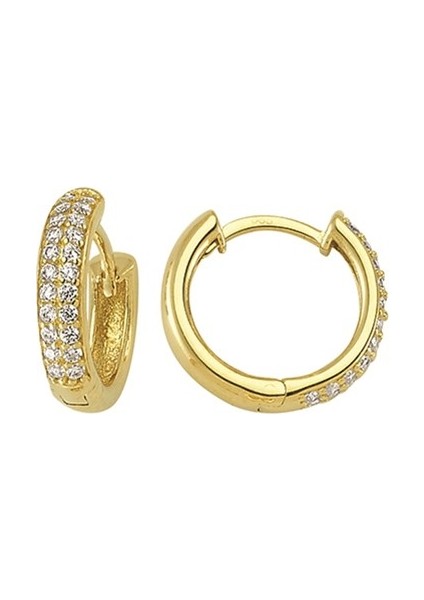 14 Ayar Taşlı Halka Altın Küpe