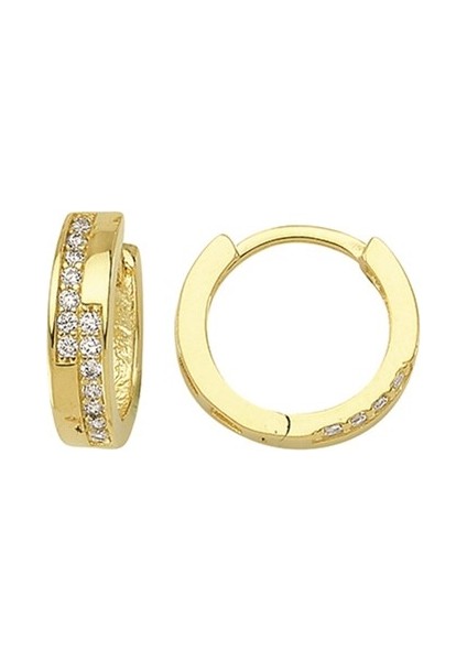 14 Ayar Taşlı Halka Altın Küpe