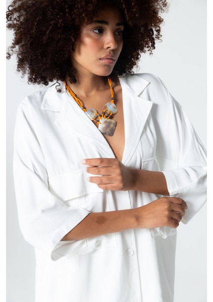 Krem Düğmeli Rahat Kesim %100 Pamuk Ceket Gömlek fiyatları