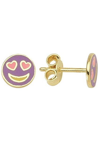 14 Ayar Altın Gülen Yüz Küpe