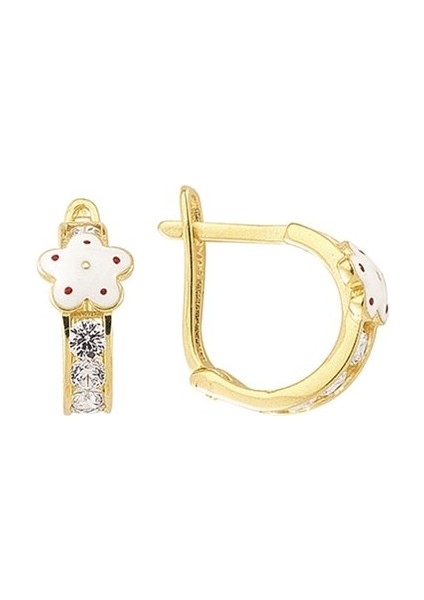 14 Ayar Kanallı Mineli Taşlı Altın Küpe