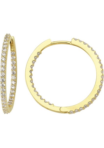 14 Ayar Taşlı Halka Altın Küpe