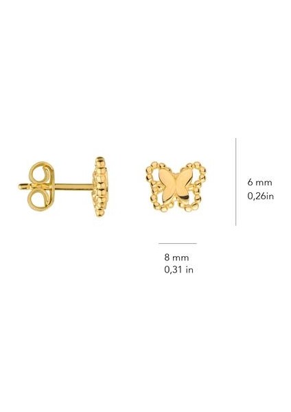 14K Altın Kelebek Küpe