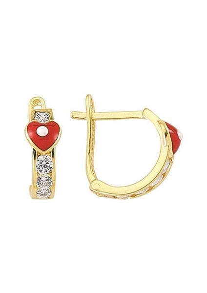 14 Ayar Kanallı Mineli Taşlı Altın Küpe