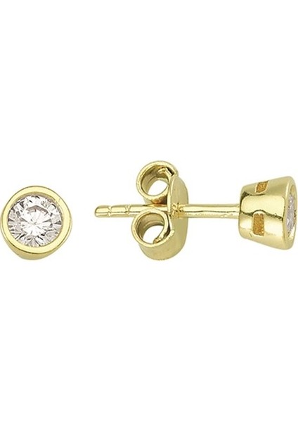 14 Ayar Tektaş Altın Küpe