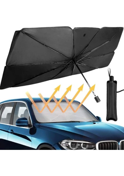 Trend Pazarı Araba Güneş Gölge Koruyucu Şemsiye Oto Ön Cam Güneşlik (145x79 Cm)