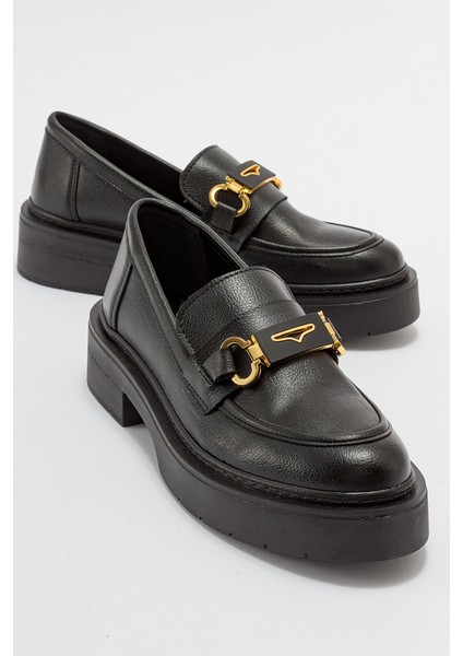 Unte Siyah Floter Kadın Loafer