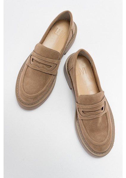 Nonte Koyu Bej Süet Kadın Loafer fırsatları