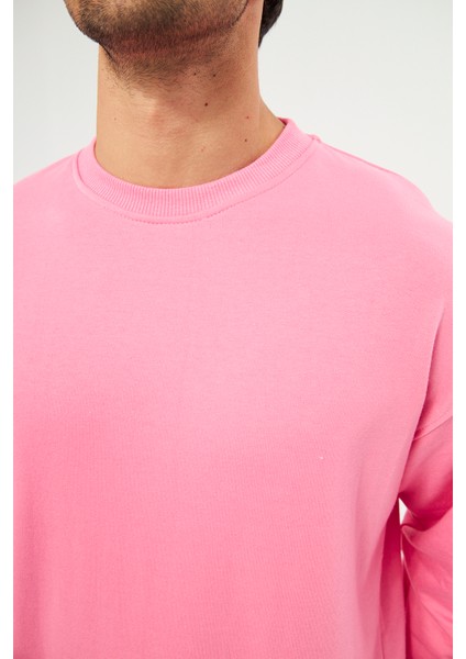 Unisex Pembe Oversize Bol Kalıp Sweatshirt (Sevgili-Çift Kombini Tavsiyesi) modelleri