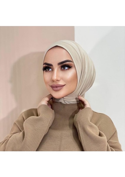 Çıt Çıtlı Hasema Üstü Uyumlu Hijab Bone Ten
