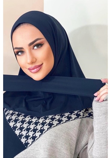 Çıt Çıtlı Hasema Üstü Uyumlu Hijab Bone Lacivert